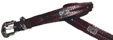 Brown Ladies Belt with Square Ab Crystal Conchos with a Blue Turquoise spot accentby SSM� Belts